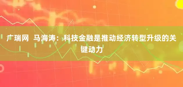 广瑞网  马海涛：科技金融是推动经济转型升级的关键动力