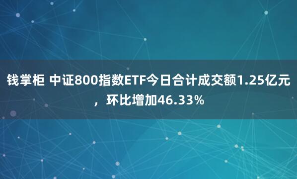 钱掌柜 中证800指数ETF今日合计成交额1.25亿元，环比增加46.33%